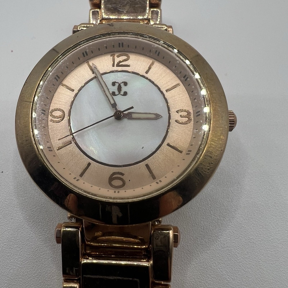 Charming Charlie Rose Gold Tone Crystal Accent Hinge‎ Bracelet Band Watch 6 Inch